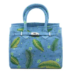 Denim Leaves Tote