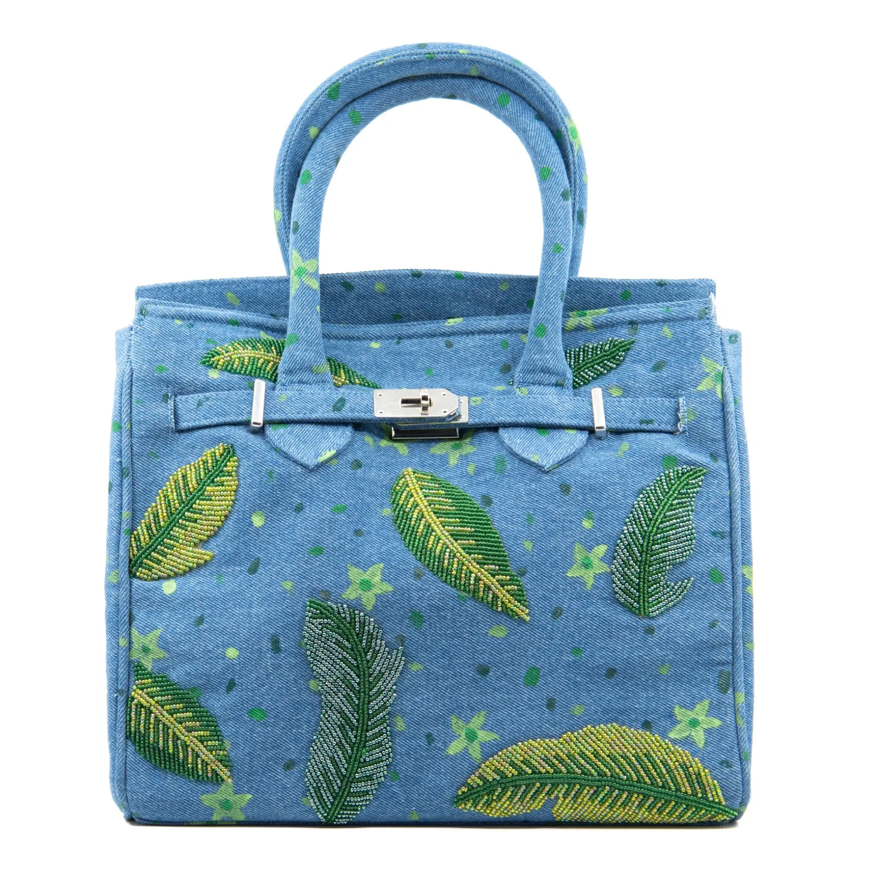 Denim Leaves Tote