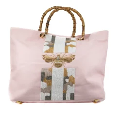 Sample Bee pink bamboo handle Tote