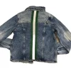 Sample emerald and white Denim Jacket LARGE SIZE