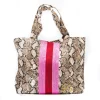 Snake Print Striped Tote